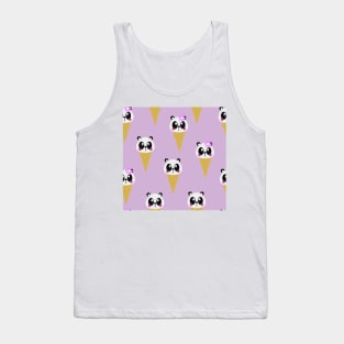 Cute Ice Cream Panda Kids Pattern Seamless Tank Top